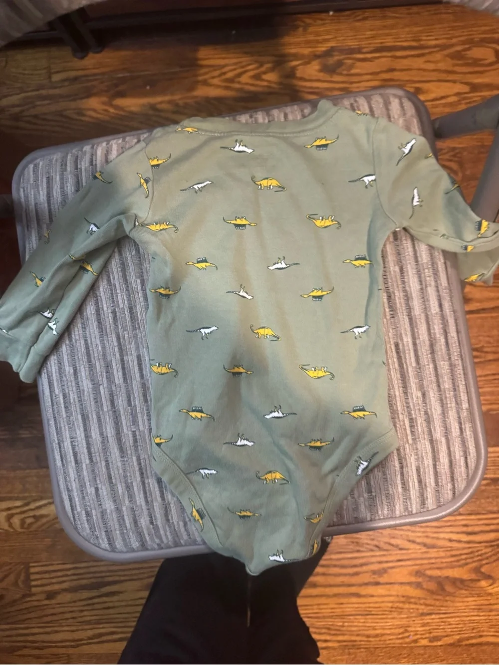 Toddler Dinosaur Moto Tee and Dino Bodysuit Set - Gray & Olive 12-Month